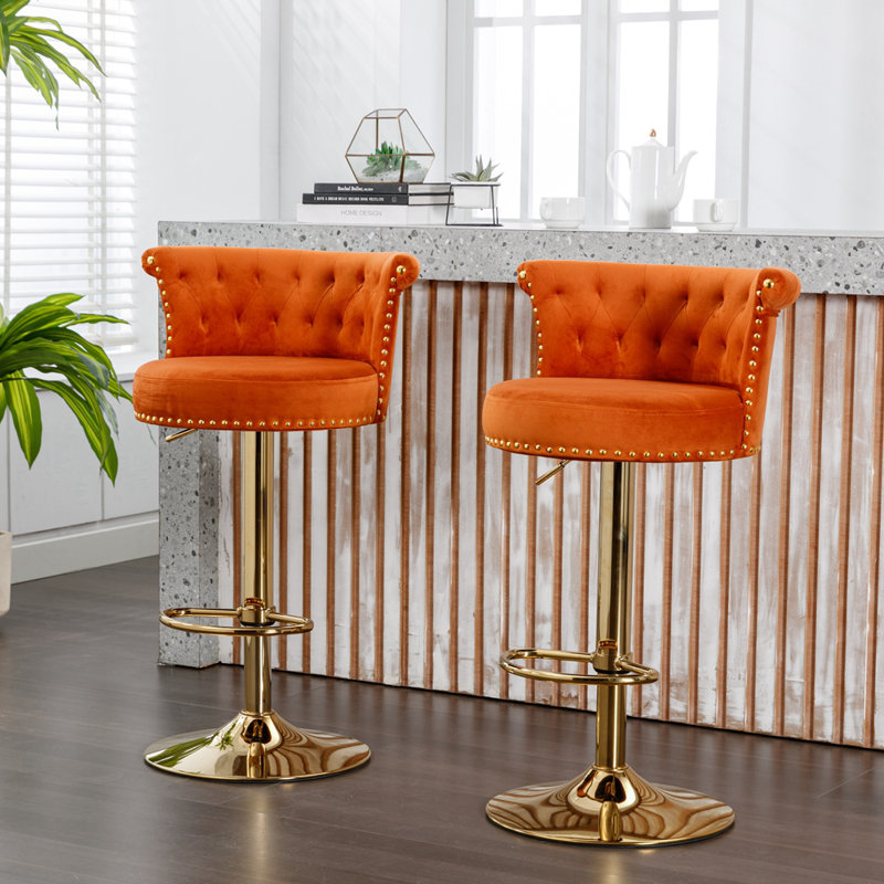 Tabouret pivotant à hauteur réglable Jenyiah, Orange