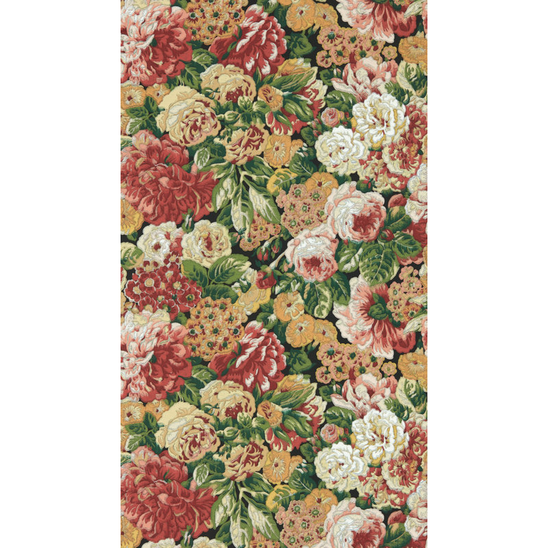 Rose and Peony Wallpaper, Amanpuri Red/Devon Green