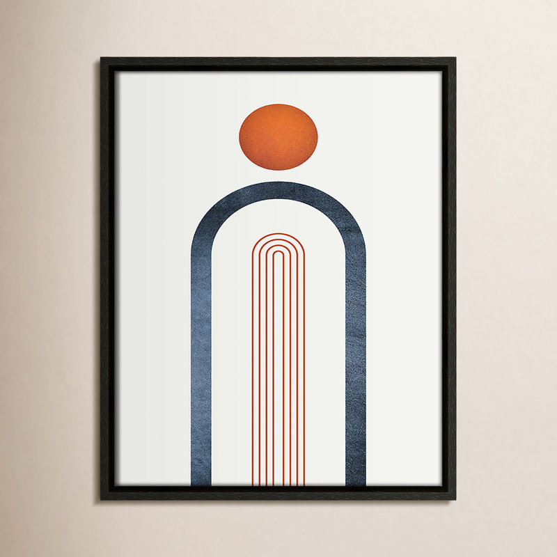 «Maguire Minimalist Midcentury Orange Navy I» par Floater, reproduction d'art sur toile, Cadre espresso