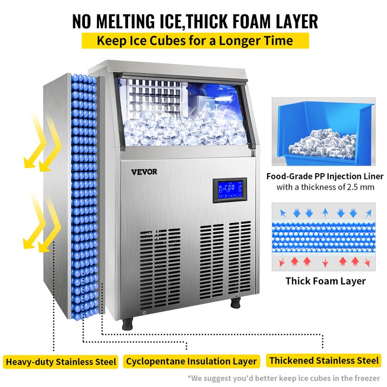 VEVOR 40ibs/18kg Countertop Ice Maker Portable Clear Ice Cubes Kitchen Generation