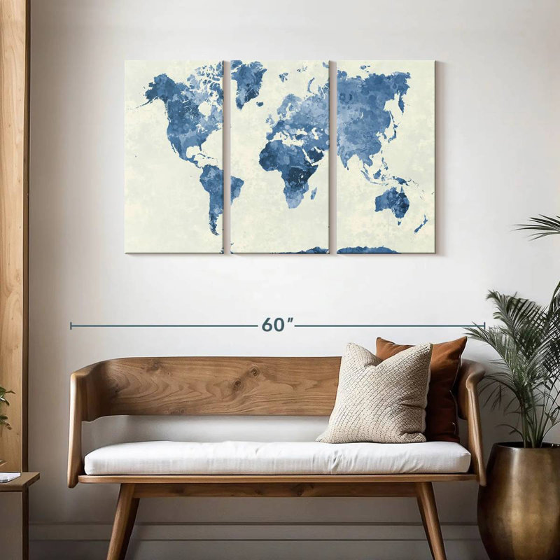 Aliaz Blue Map, 28" H x 45" W