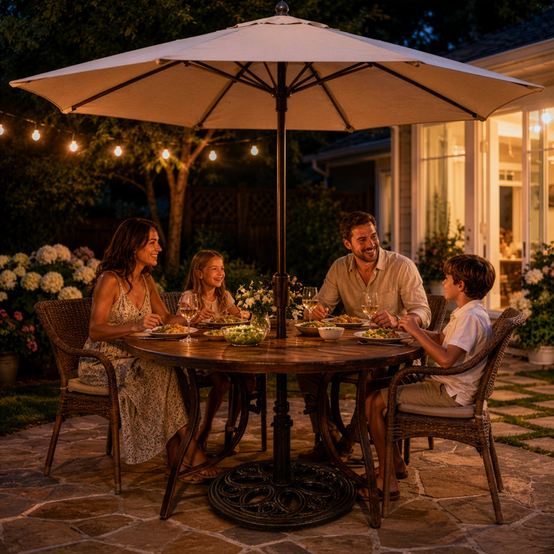 Pied de parasol rond robuste en fonte Gardenised avec support de mât, 11 kg