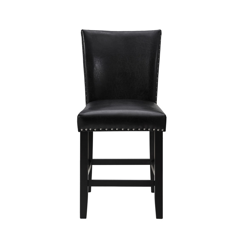 Fauteuil en polyuréthane rembourré à hauteur de comptoir 2 pièces avec repose-pieds, Noir