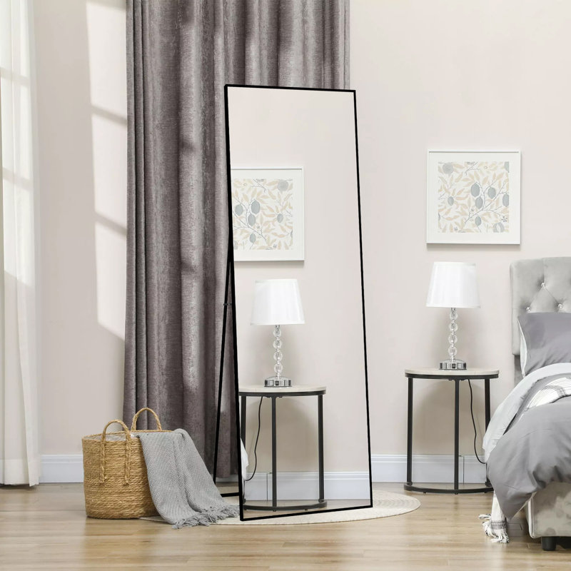 Rectangle Leaning and Freestanding Mirror, 77cm W x 177cm H, Black