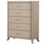 Commode haute 5 tiroirs Fea, brun chêne clair naturel, poignées en acrylique Fea