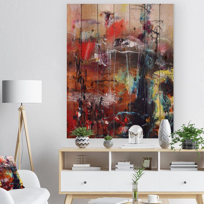 Peinture à l'huile abstraite - peinture sur bois sans cadre, H 40 po x l 30 po x P 1 po
