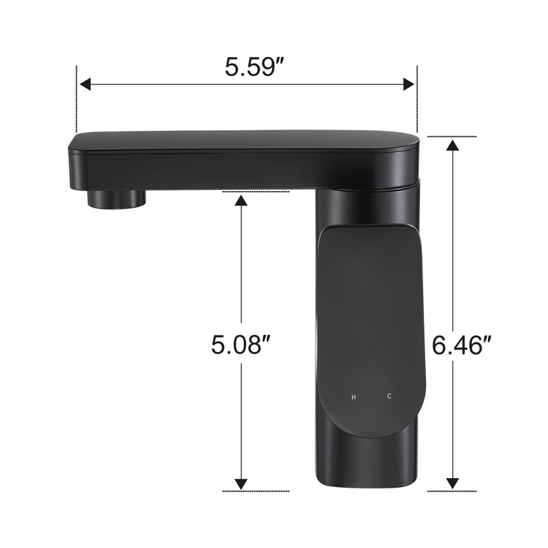 Single Hole Bathroom Faucet with Drain Assembly, Black