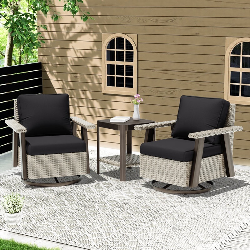 Ensemble de chaise de patio et de table Creal, 2, Noir