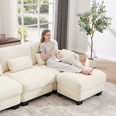 Channel Tufted Design Modern Minimalist Modular Sectional Loveseat Sofa, 2-Seater Couch with Thick Comfortable Seat Cushions, Suitable for Living Room