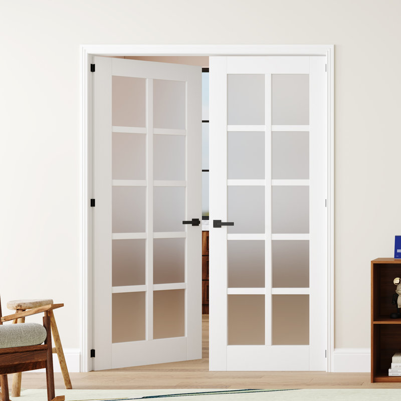 Intérieur Porte en verre givré à 10 panneaux avec porte à garde-manger pré-montée à panneau de base solide avec bande à assemblage rapide