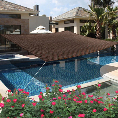 shade sail Straight Flat Brink Shade Rectangular Brown Outdoor Fabric Cloth Awning Suitable For Pergola Terrace Garden 79x79in HDPE Material