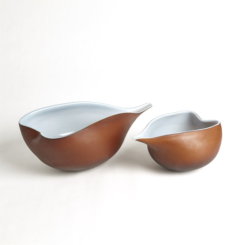 Frosted Bowl w/Casing, 5.5" H x 11" W x 7" D, Blue/Amber