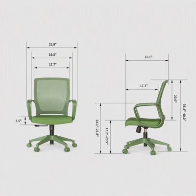 Chaise de bureau colorée 350LBS, bureau personnel, dossier en filet, assise confortable, accoudoir fixe, pivotant, chaise à hauteur réglable