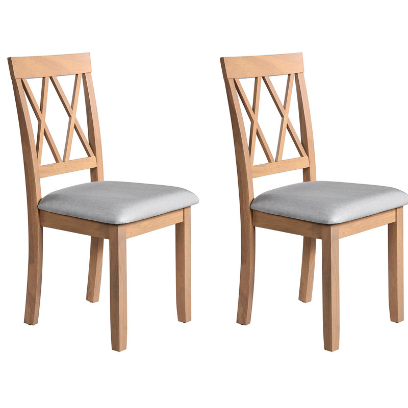 2 chaises de cuisine élégantes 2 pièces - Tissu rembourré avec pieds en bois massif et siège rembourré