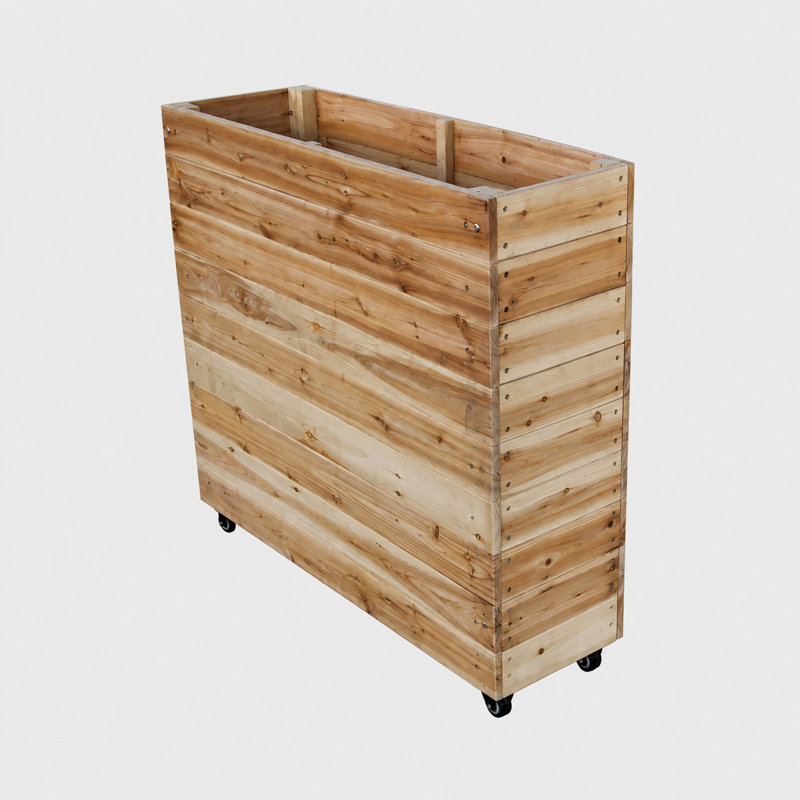 40" W x 36" H x 12" D Unfinished Wood Rolling Raised Garden Bed Planter with Locking Wheels, 40" H x 36" W x 12" D, 1