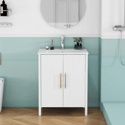 Meuble-lavabo moderne avec design ondulé et rangement réglable
