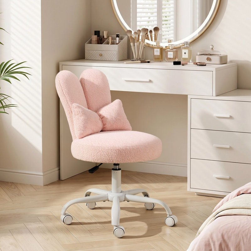 Fauteuil de bureau réglable en tissu, Rose