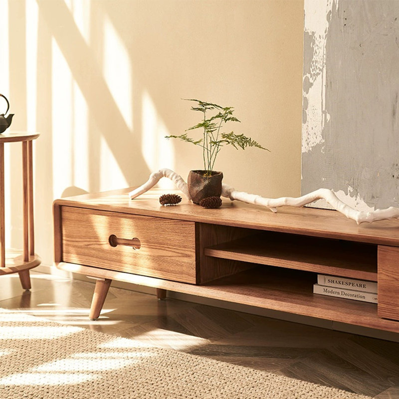 Meuble télé simple en bois massif, L 70,87 po