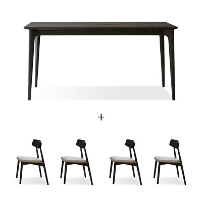 Chilmark 4 - Person Black Rectangular Solid Manufactured Wood Dining Table Set