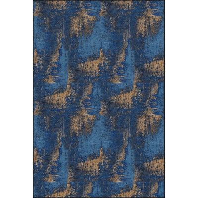 Tapis bleu tissé lavable à la machine