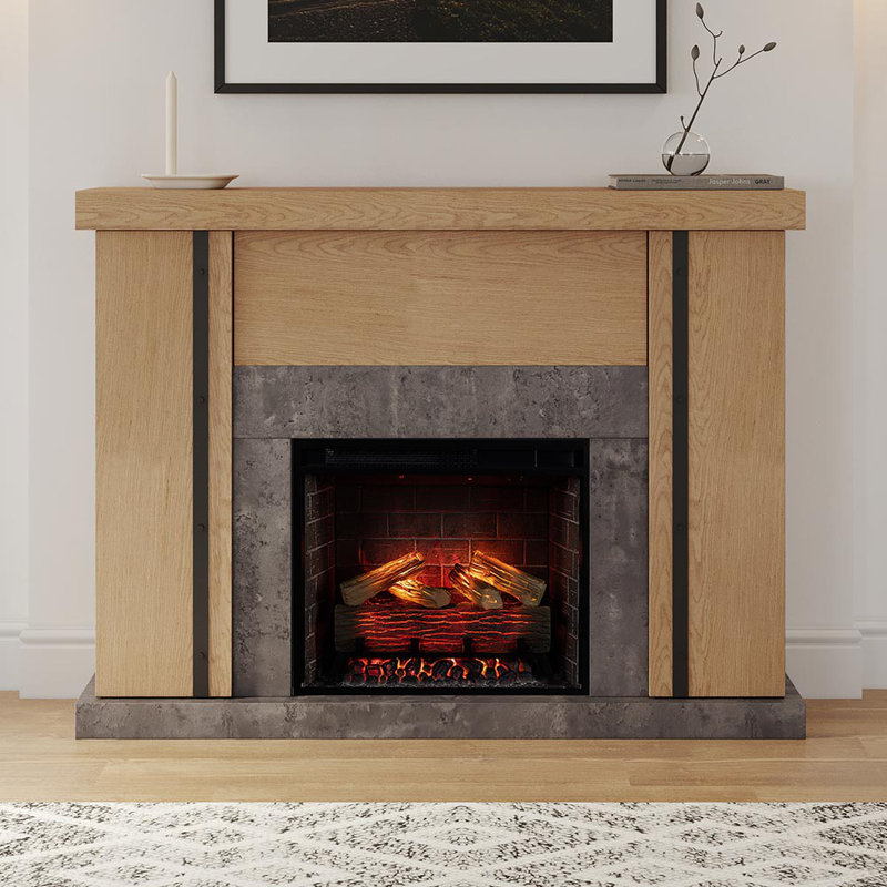Country Living Graham 55 Inch Mantel Package 23 Inch Smart Electric Fireplace Insert Heater W/Remote