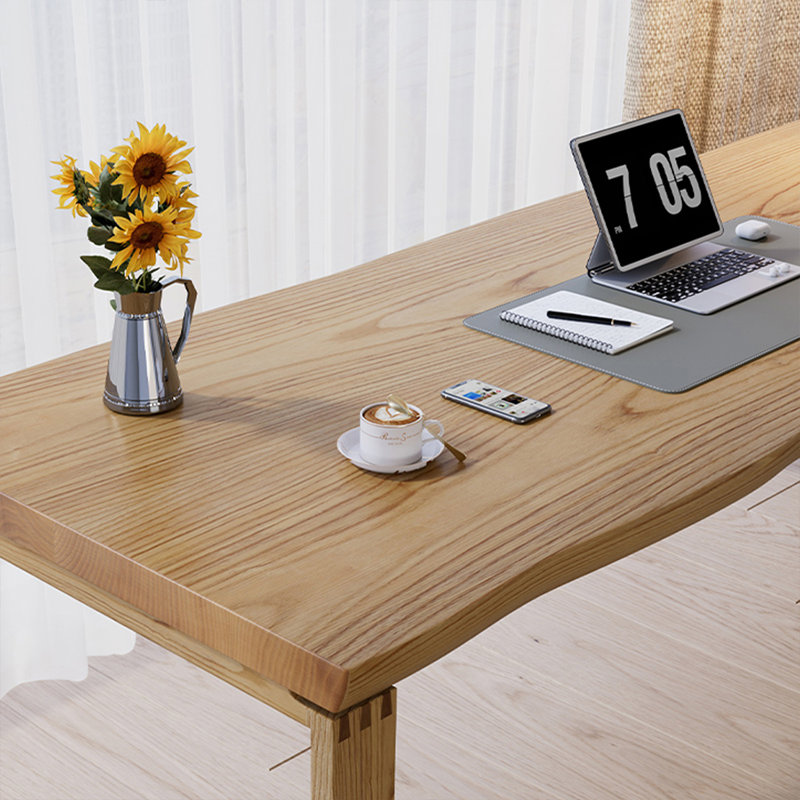 Light brown Rectangular Solid Wood desk, 29.53" H x 55.12" W x 27.56" D