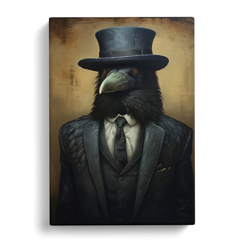 Crow In A Suit Painting - No Frame Print, 50cm H x 35cm W x 3cm D