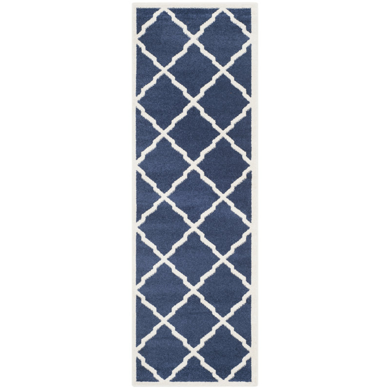 Tapis bleu marine / beige Ammundsen, Tapis de couloir 2 pi 3 po x 11 pi