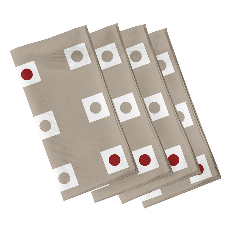Serviette Hip to be Square, L 18 po x L 18 po, Taupe / rouge