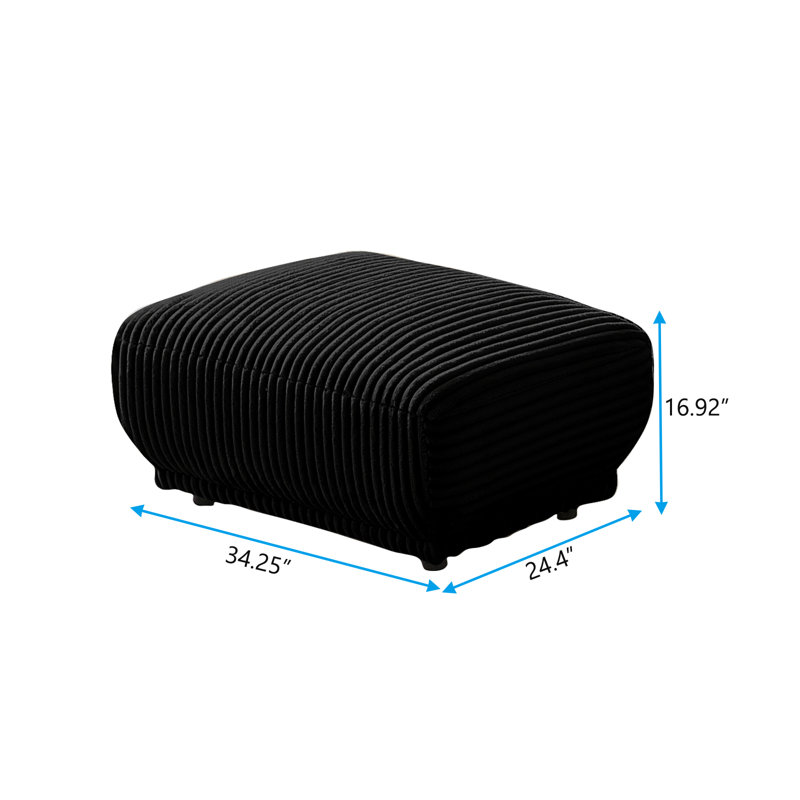 Edwyna Upholstered Ottoman, Black Corduroy