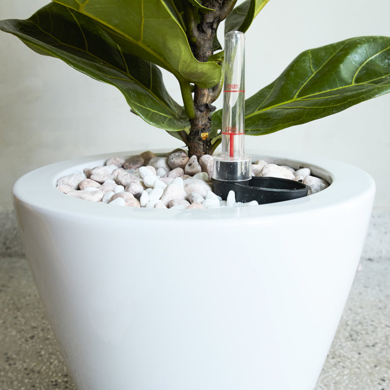 Pot à fleurs blanc à réservoir rond avec réservoir 2 pour les loisirs d'extérieur, Blanc