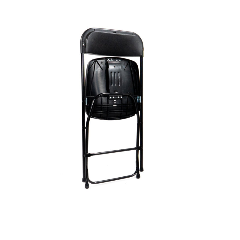 Budget Folding Chair, Foldable And Stackable, Steel Frame, 43X49X80Cm (Wxdxh), Black, Black