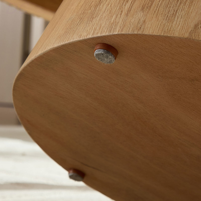 Table basse ovale en panneau de fibres à densité moyenne, Bois de chêne