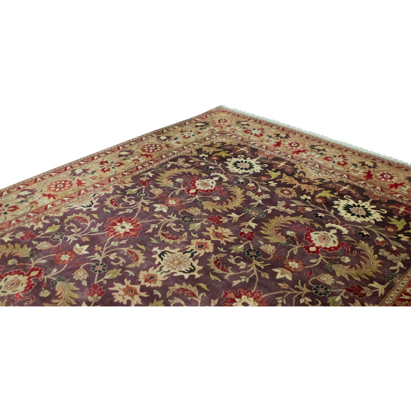 Hand Knotted Wool Area Rug in Brown And Gold