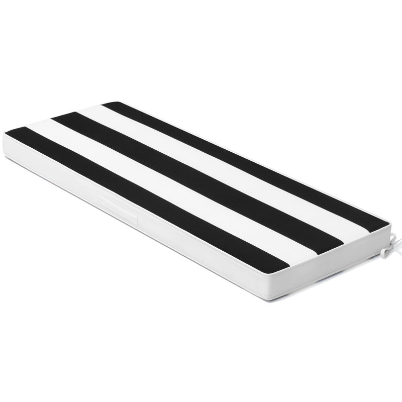 Indoor and Outdoor Bench Cushion, Patio Swing Cushion, Loveseat Cushion, 48" W x 18.5" D, Black Striped