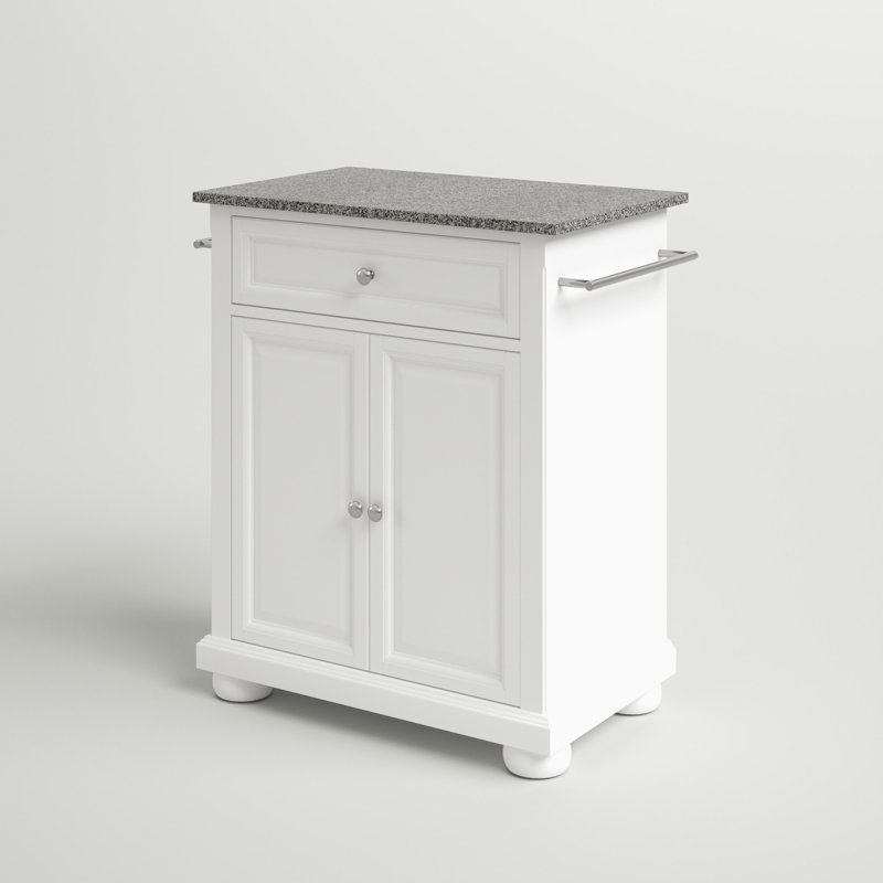 Hedon Granite Top Kitchen Cart, White