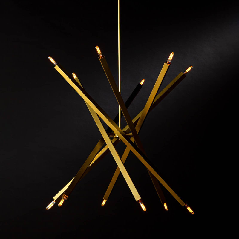 Viper Chandelier, Natural Brass