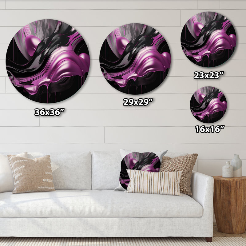 Captivating Marble Ii - Abstract Wall Decor On Metal, 16" W x 16" H, Pink