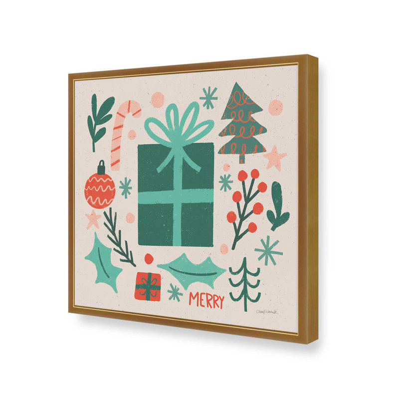«Warm Wishes I» par Cheryl Warrick, reproduction d'art, H 12 po x l 12 po, Doré