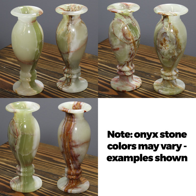 Ensemble de vase de table 2 pièces décorative fabriqué main onyx Tarbox