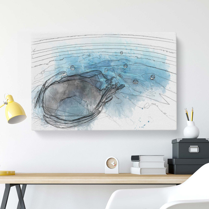Splash of Water in a Lake in Abstract - Wrapped Canvas Drawing - Wrapped Canvas, 50cm H x 76cm W x 3cm D