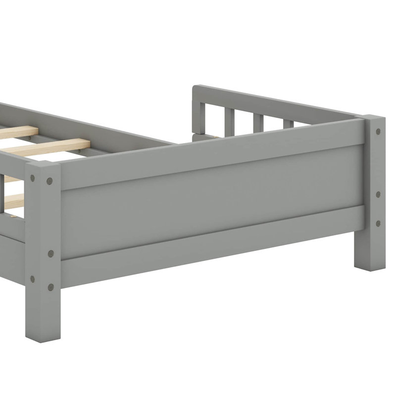 Lit plateforme avec tête de lit bibliothèque et lumière DEL à détection de mouvement, Gris, Simple