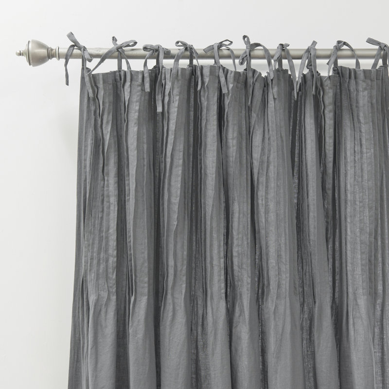 Panneau de rideau simple semi-transparent à passants Aard, Gris foncé