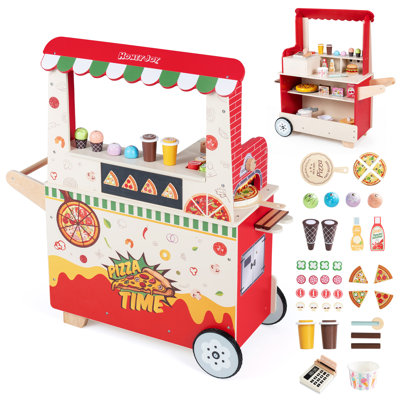 Camion de restauration 2 en 1 pour enfants, avec four à pizza et à glaces.