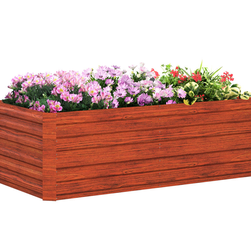 Galvanized Raised Garden Bed 6'X3'x2', Dark Brown. Veggies, Flowers, Herbs Planter. Reinforced, Spacious. Open Bottom, Water-, Easy Installation Steps Brown Planter Bed, 6'X3'x2'. Metal Box For