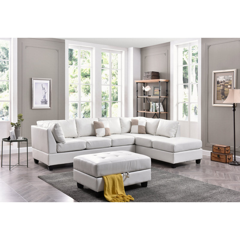 Canapé modulaire moderne avec méridienne, Blanc