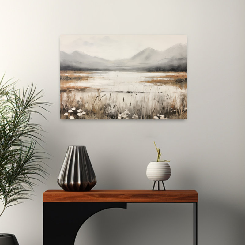 «Bright Waters Tranquil Abstract Contemporary Art», H 16 po x l 24 po