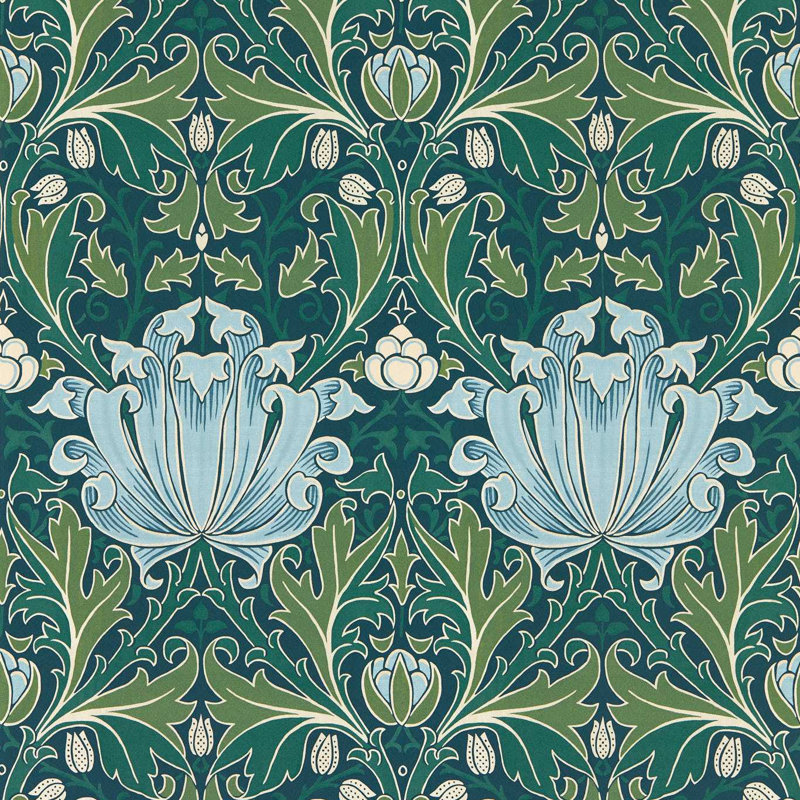 3' L x 2' W Wallpaper Roll, Indigo/Boughs