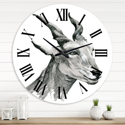 Portrait monochrome de chèvre I - horloge murale de ferme