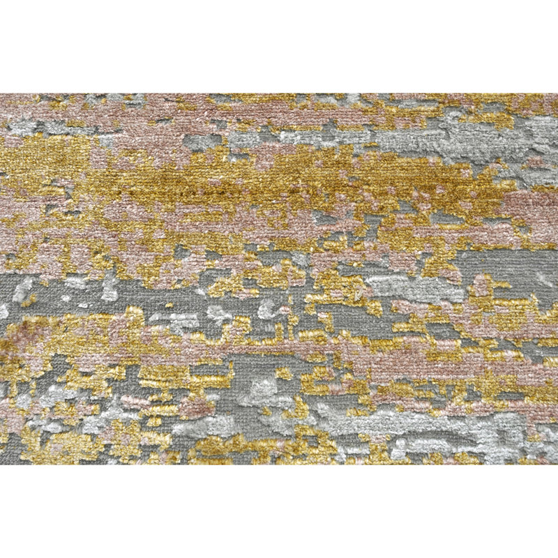 Tapis argenté et doré de haute qualité noué à la main